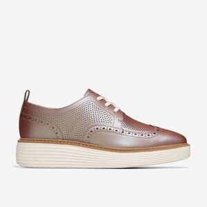Cole Haan Womens' Originalgrand Platform Wingtip Oxfords, Iridescent Ivory, 7